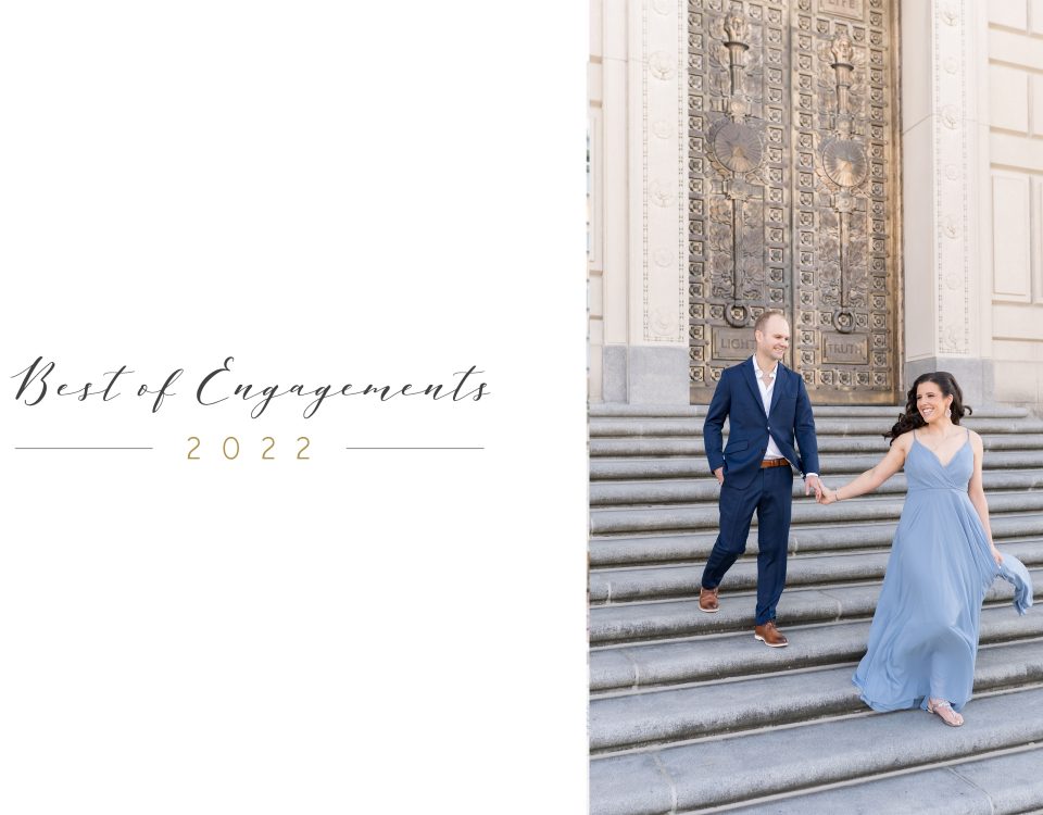 Couple walking downstairs at Indiana World War Memorial during their engagement photos featured in "Victoria Rayburn Photography Best of 2022 Engagement Photos"