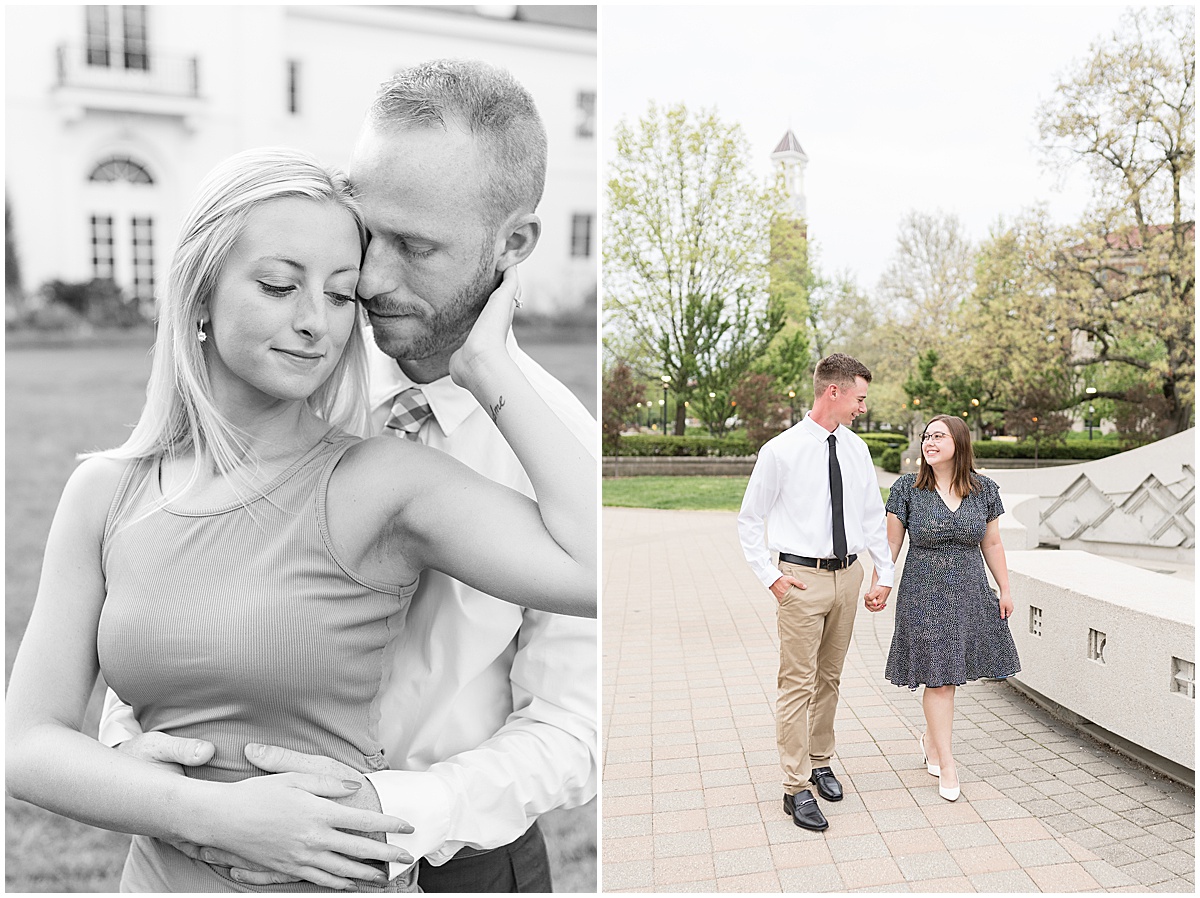 Couple hold hands on Purdue's campus featured in the “Victoria Rayburn Photography Best of Engagement Photos 2022” blog post.
