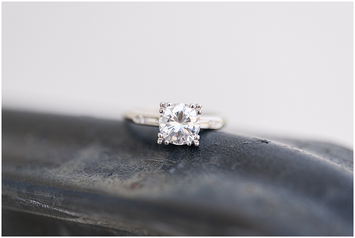 Close up of diamond ring featured in the “Victoria Rayburn Photography Best of Engagement Photos 2022” blog post.