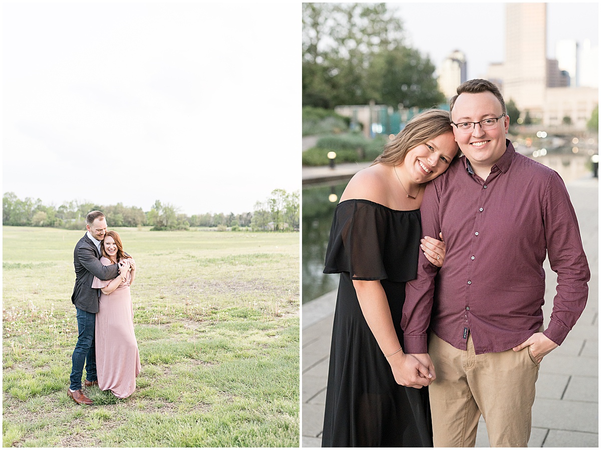 Couple get close on Indianapolis Canal featured in the “Victoria Rayburn Photography Best of Engagement Photos 2022” blog post.