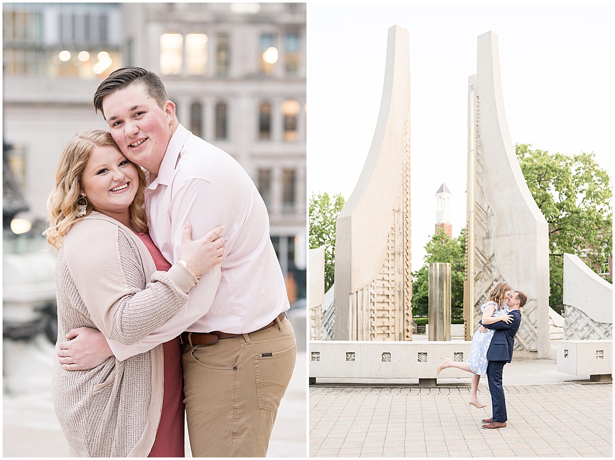 Man lifts bride to be at Purdue University featured in the “Victoria Rayburn Photography Best of Engagement Photos 2022” blog post.