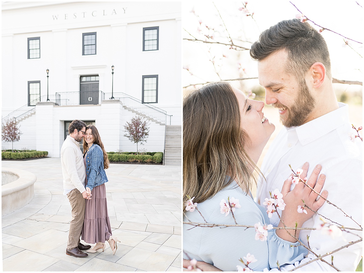 Couple get close in spring flowers featured in the “Victoria Rayburn Photography Best of Engagement Photos 2022” blog post.