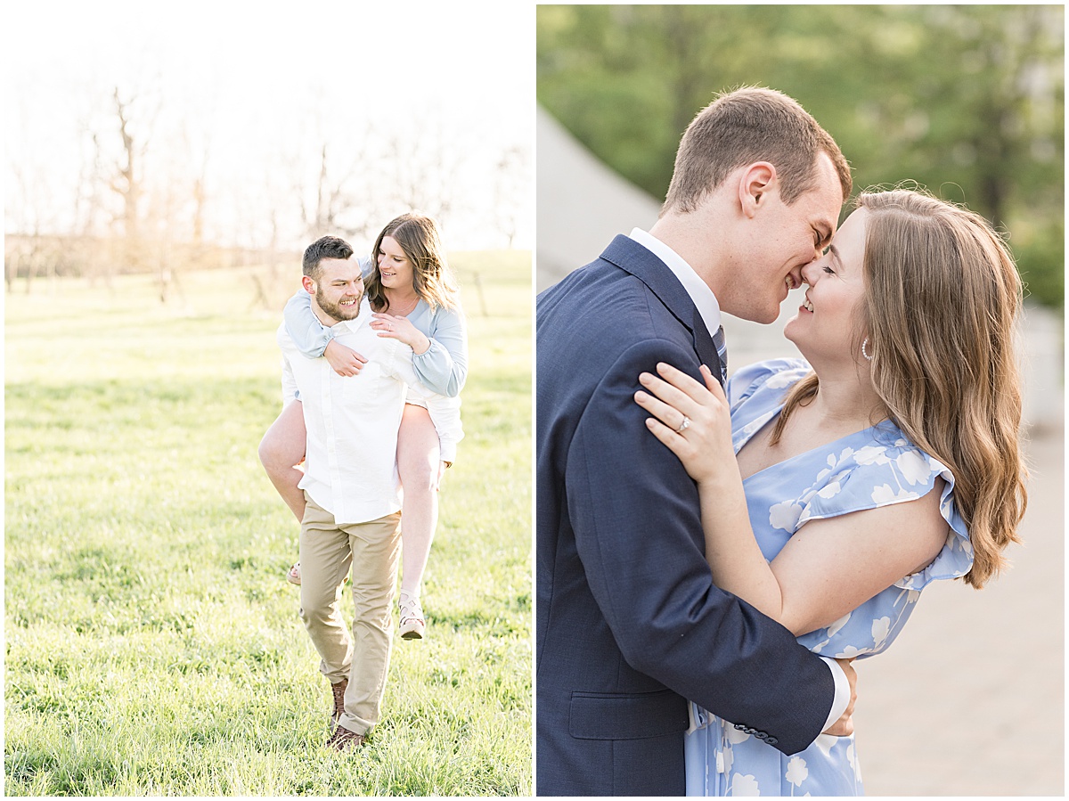 Couple kisses at Purdue University featured in the “Victoria Rayburn Photography Best of Engagement Photos 2022” blog post.
