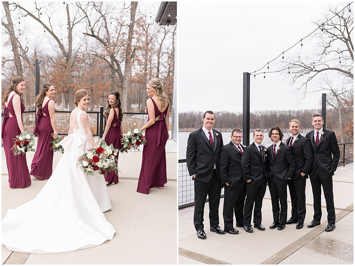 Bridal party photos by lake at Allure on the Lake wedding in Chesterton, Indiana photographed by Victoria Rayburn Photography