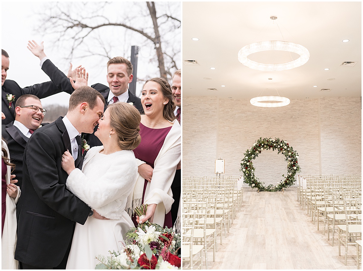 Circle wedding arch for Allure on the Lake wedding in Chesterton, Indiana photographed by Victoria Rayburn Photography