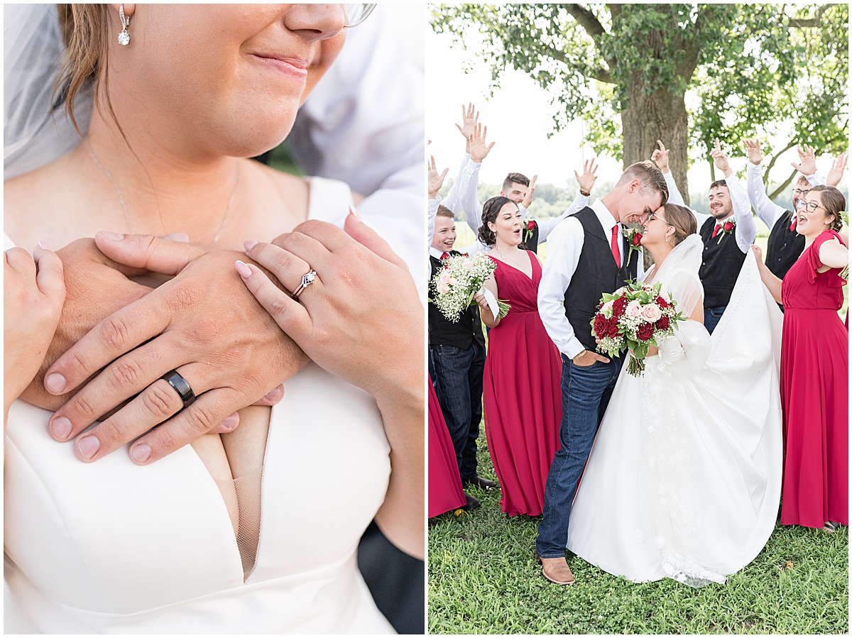 Bridal party celebrates couple at Churchill Farms wedding in Lake Village, Indiana photographed by Victoria Rayburn Photography