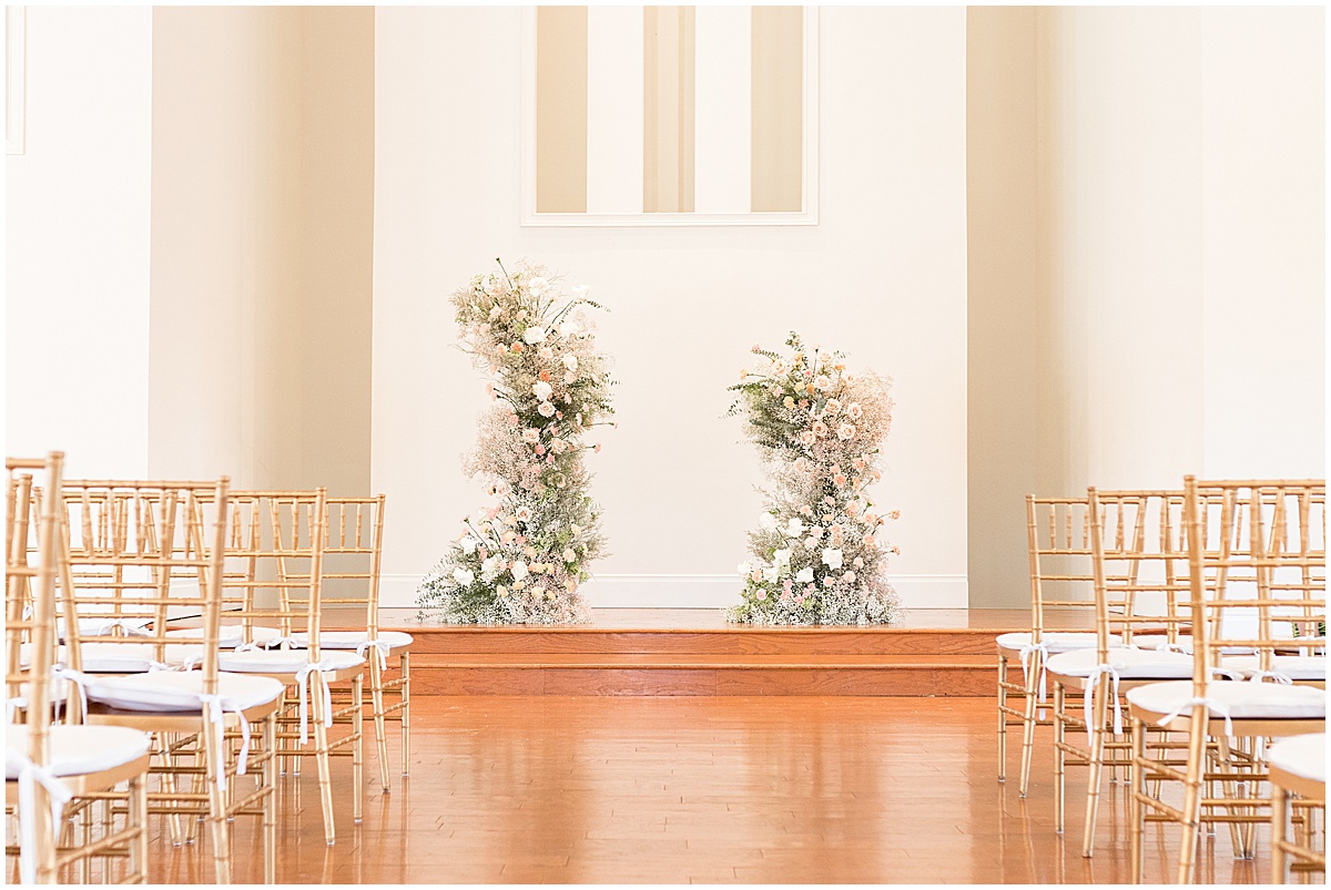 Ceremony space for Ritz Charles Chapel wedding in Carmel, Indiana photographed by Victoria Rayburn Photography