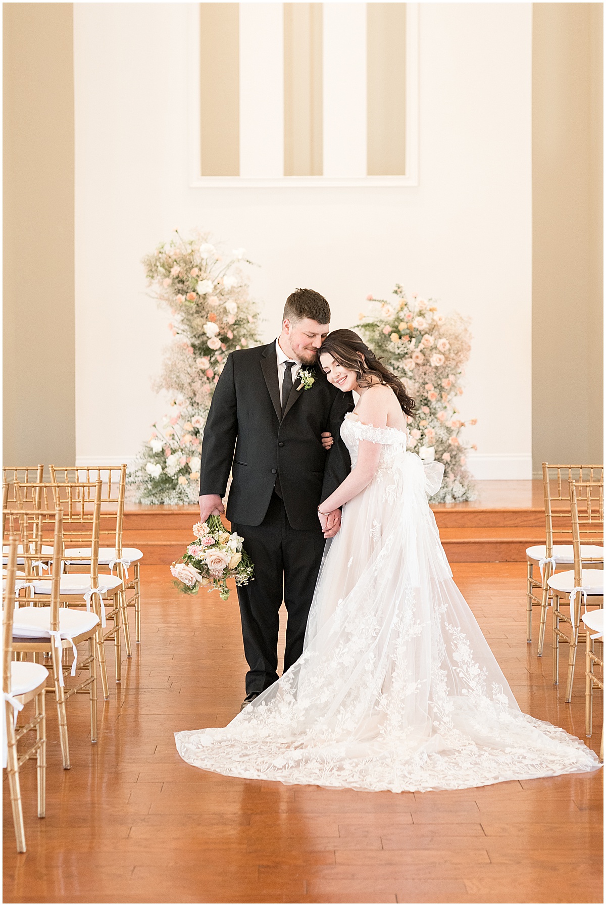 Bride and groom get close at Ritz Charles Chapel wedding in Carmel, Indiana photographed by Victoria Rayburn Photography