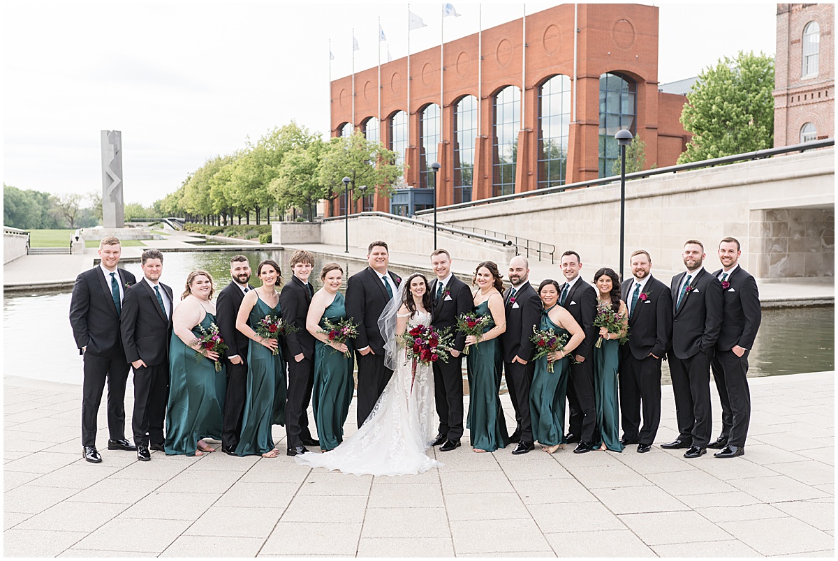 Bridal party photo on Indianapolis Canal Walk