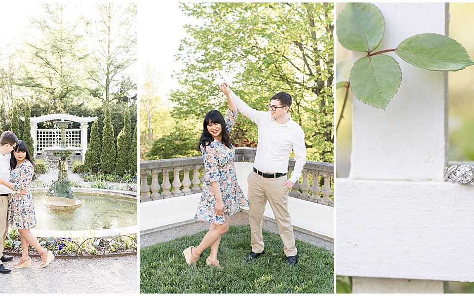 Spring engagement photos at Newfields in Indianapolis.