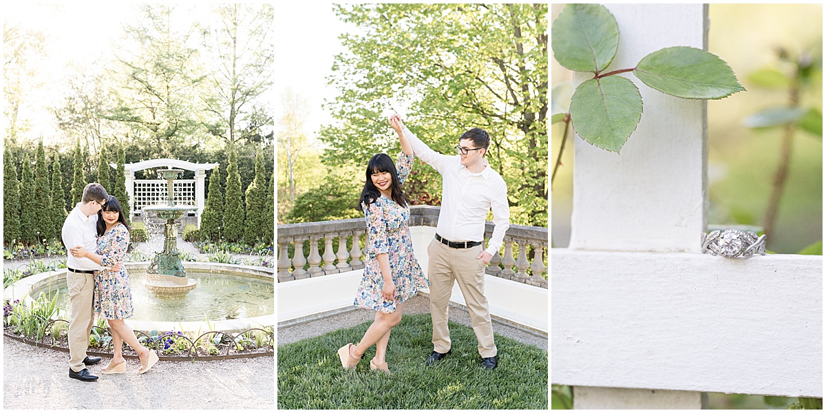 Spring engagement photos at Newfields in Indianapolis.
