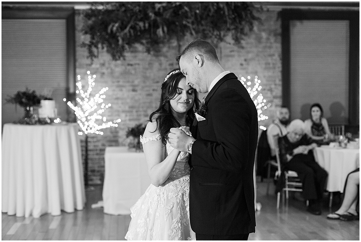 Bride and groom first dance during Historic Saint Joseph Hall wedding in Indianapolis