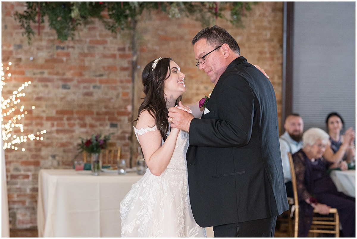 Father-daughter dance during Historic Saint Joseph Hall wedding in Indianapolis