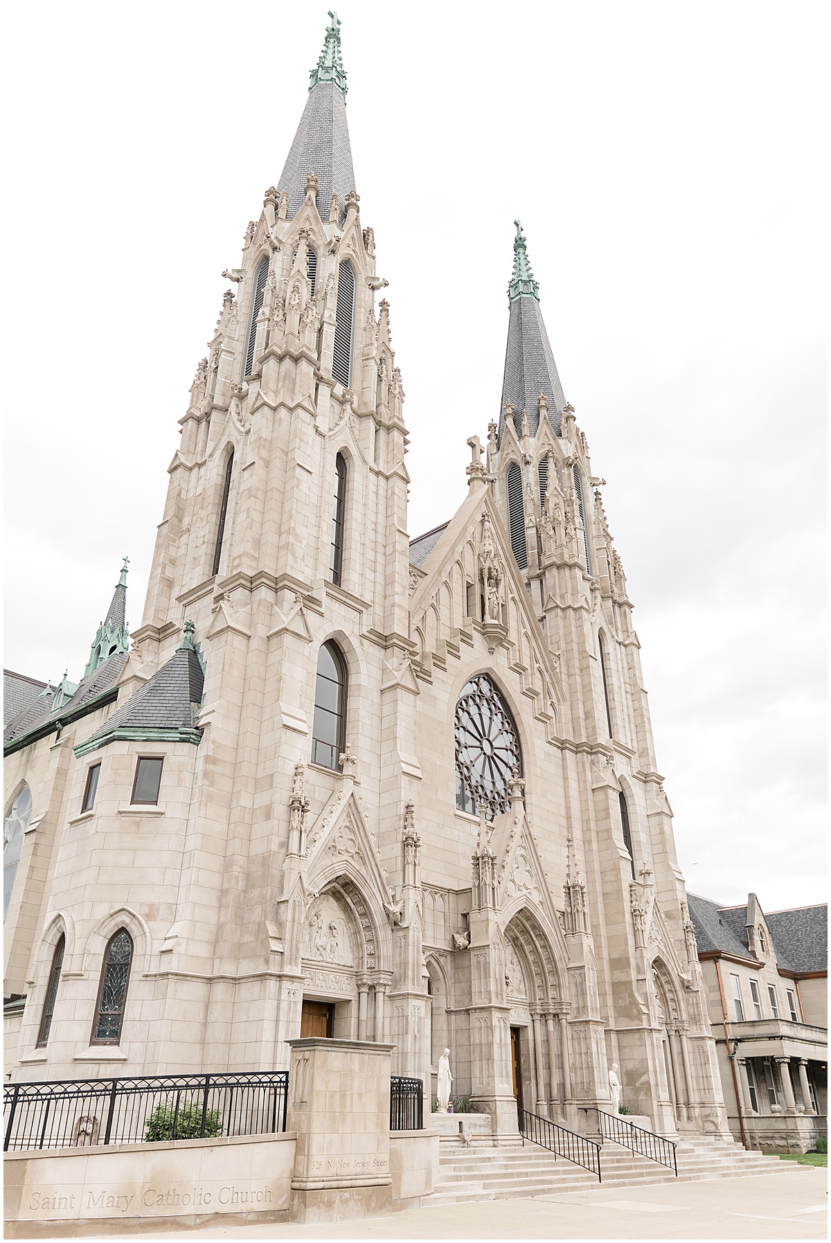 Saint Mary's Catholic Cathedral exterior in downtown Indianapolis