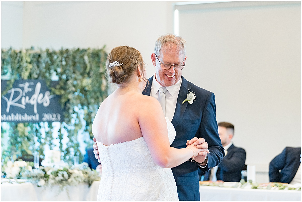 Bride dances with father at Klubhaus 61 wedding in Jasper, Indiana