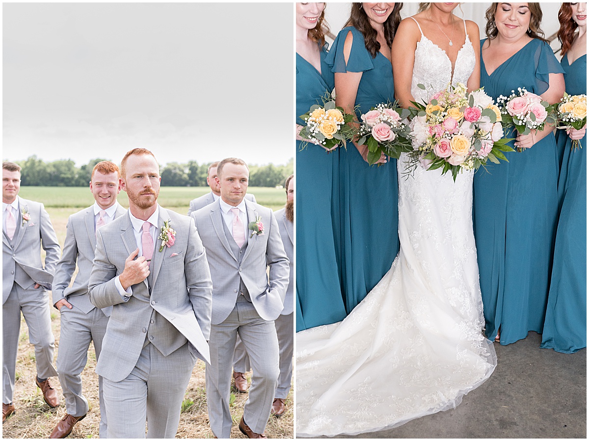Bridal party before wedding at New Journey Farms in Lafayette, Indiana