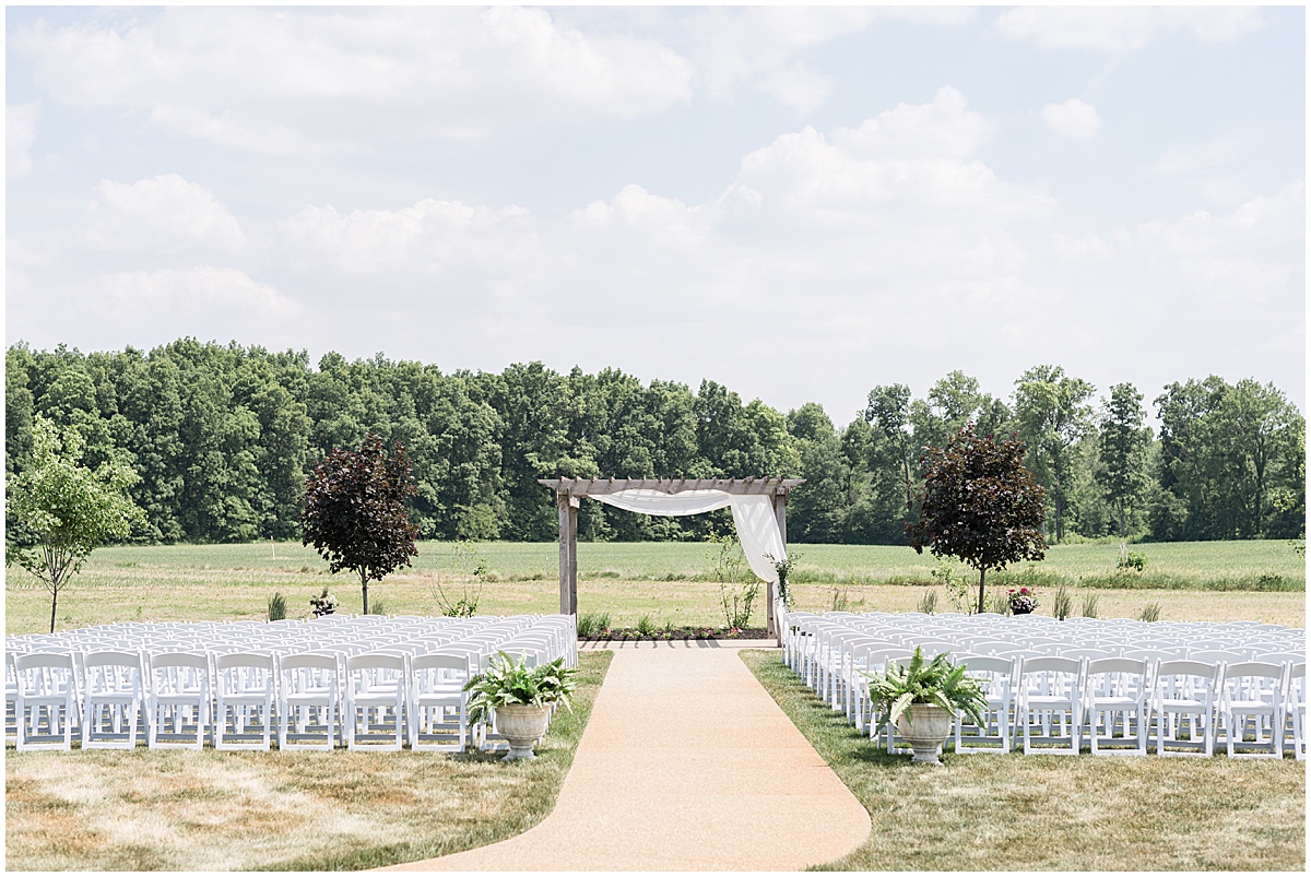 Outdoor ceremony space before wedding at New Journey Farms in Lafayette, Indiana