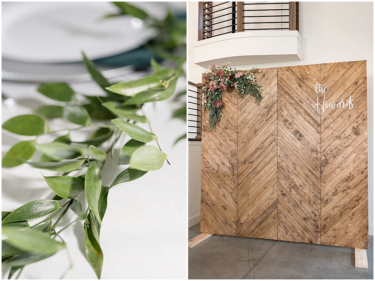 Wooden photo backdrop at New Journey Farms in Lafayette, Indiana