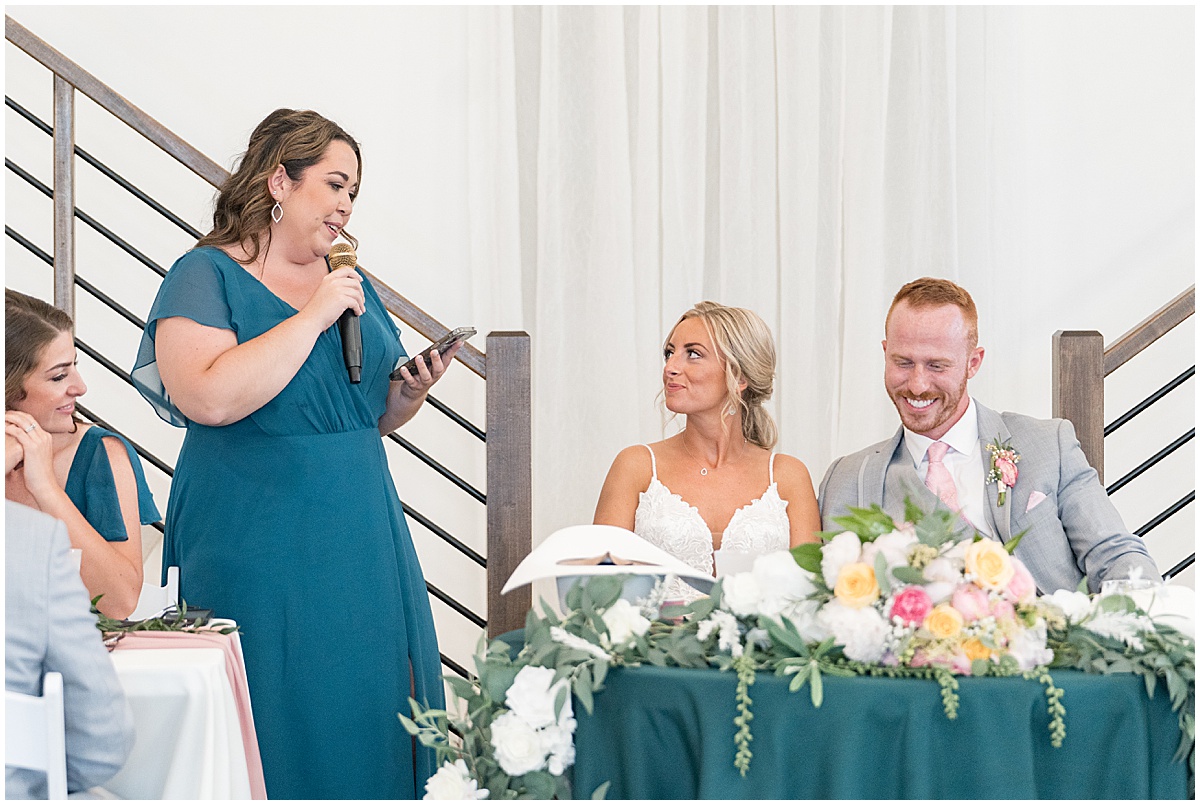 Bridesmaids speech at New Journey Farms in Lafayette, Indiana