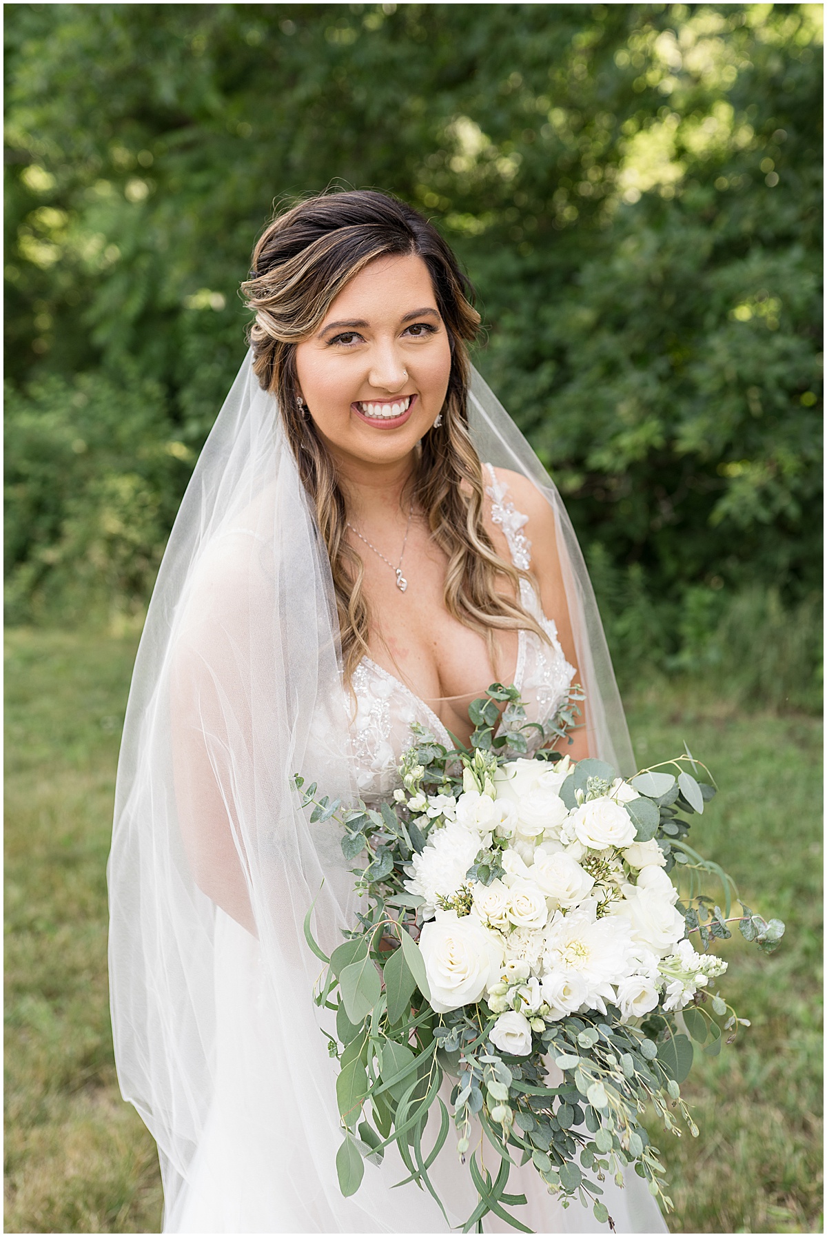 Outdoor bridal portrait at Stables Event Center wedding in Lafayette, Indiana