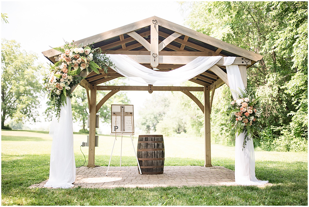 Ceremony gazebo for Stables Event Center wedding in Lafayette, Indiana
