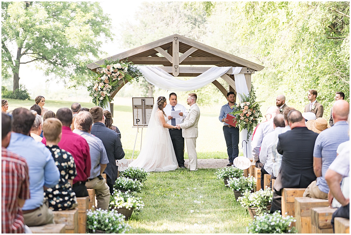 Outdoor ceremony at Stables Event Center wedding in Lafayette, Indiana