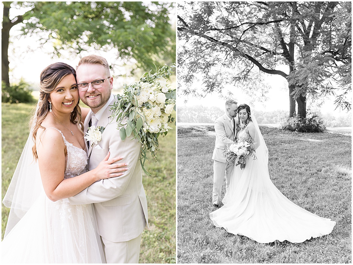 Outdoor newlywed portraits at Stables Event Center wedding in Lafayette, Indiana