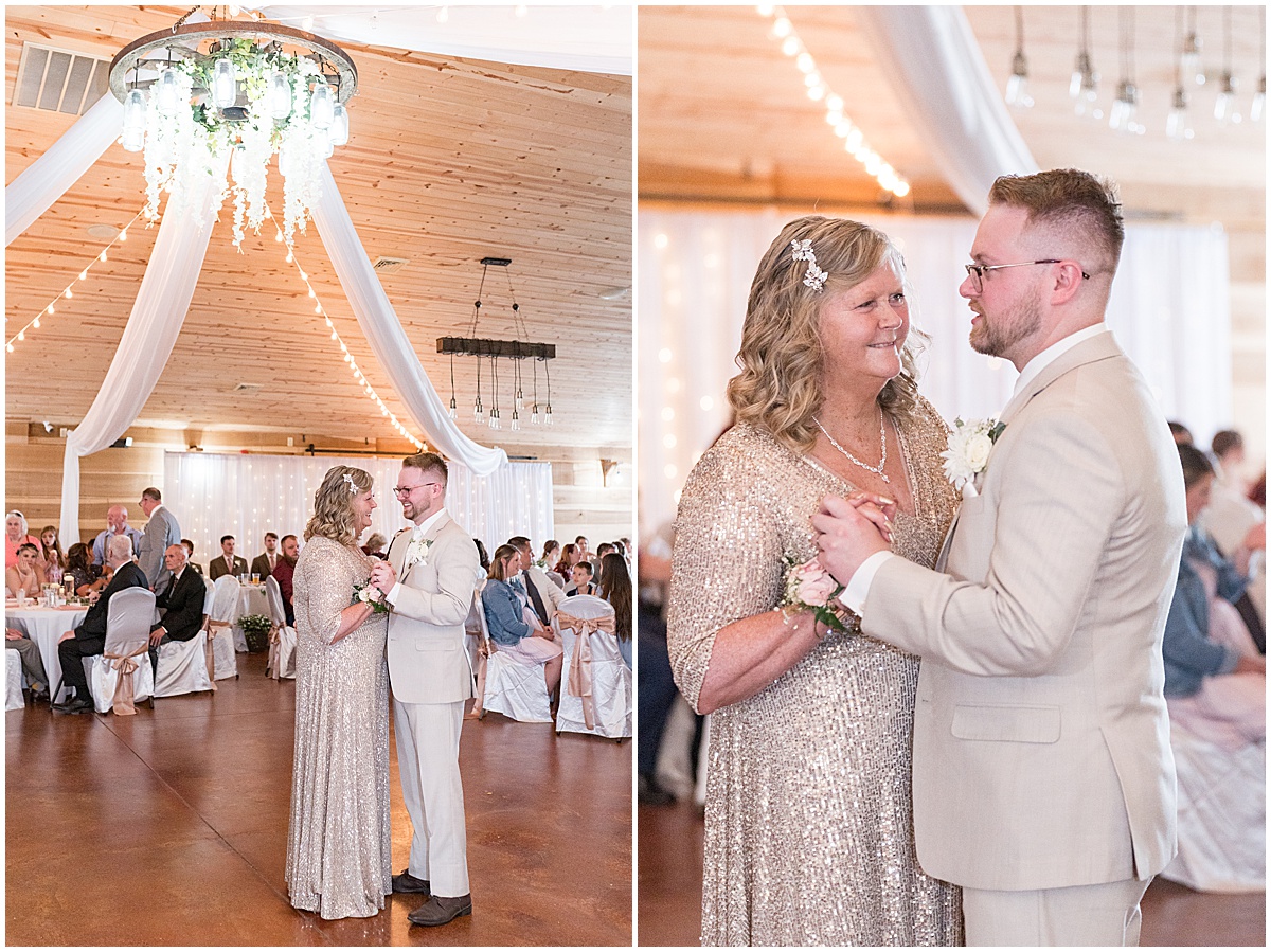 Groom dancing with mother at Stables Event Center wedding in Lafayette, Indiana