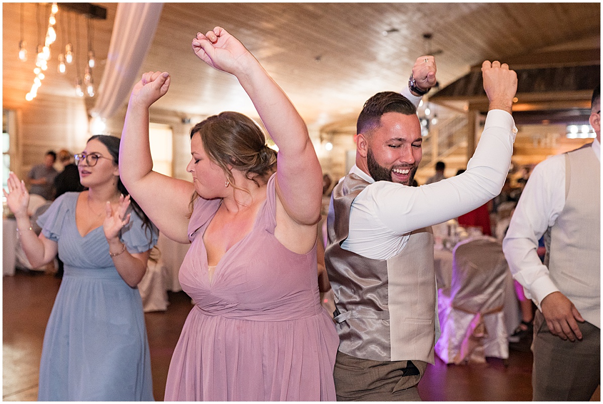 Reception dancing at Stables Event Center wedding in Lafayette, Indiana