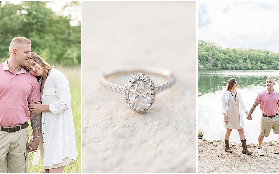 sunrise engagement photos in Lafayette, Indiana at Fairfield Lakes Park