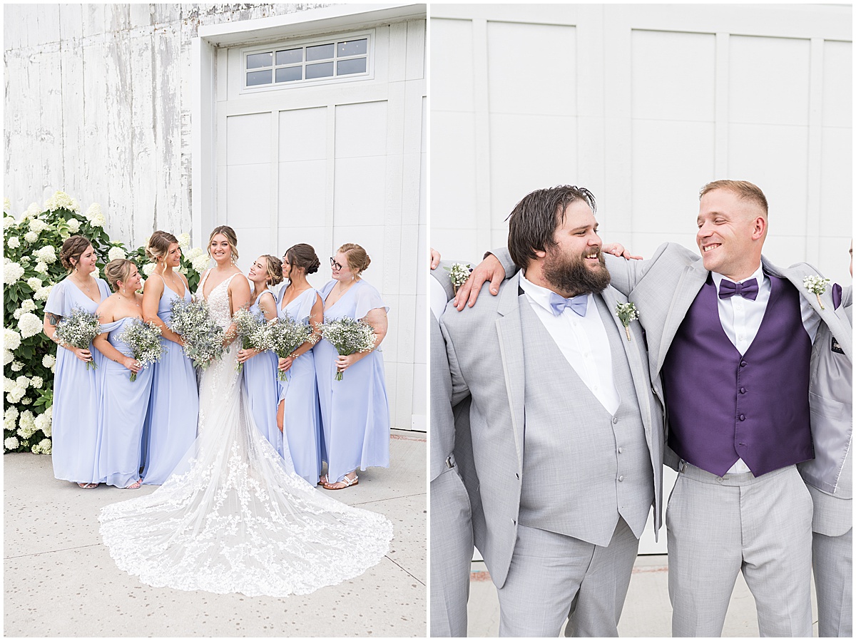 Bridal party gets close at White Willow Creek Barn wedding in Frankfort, Indiana