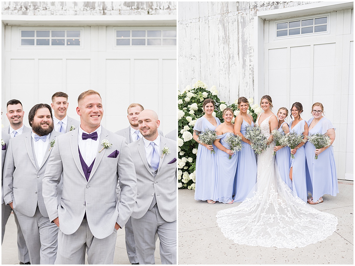 Bridal party outside of White Willow Creek Barn wedding in Frankfort, Indiana