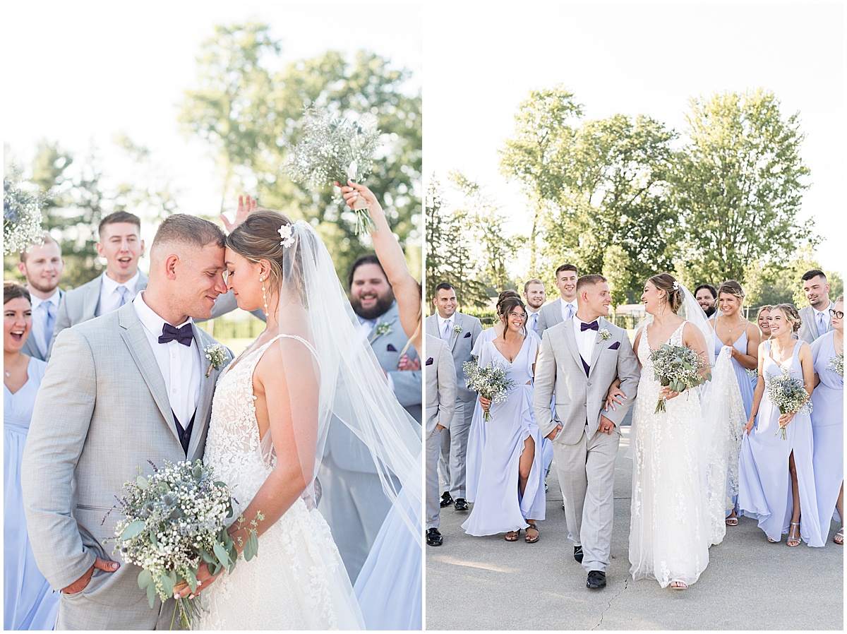 Bridal party celebrates newlyweds at White Willow Creek Barn wedding in Frankfort, Indiana
