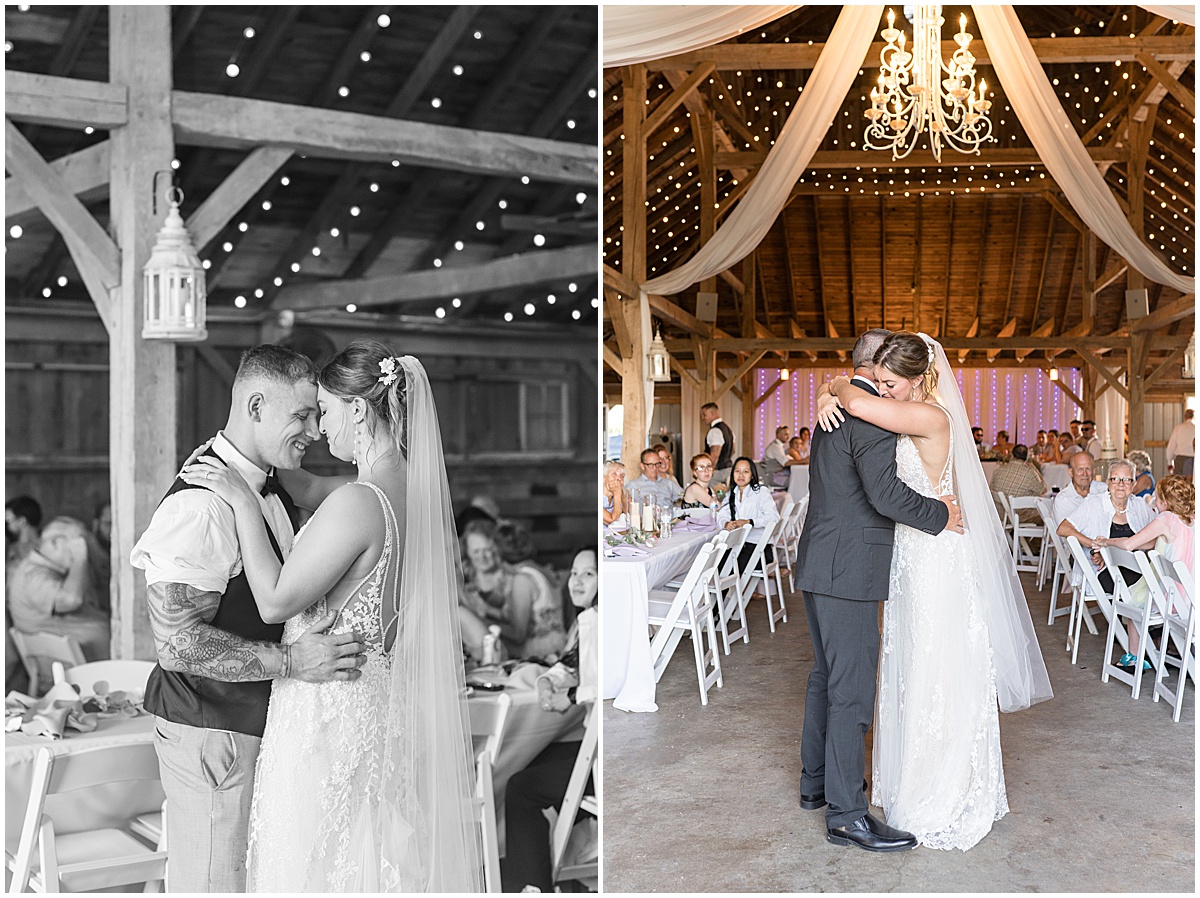 Dancing at White Willow Creek Barn wedding in Frankfort, Indiana