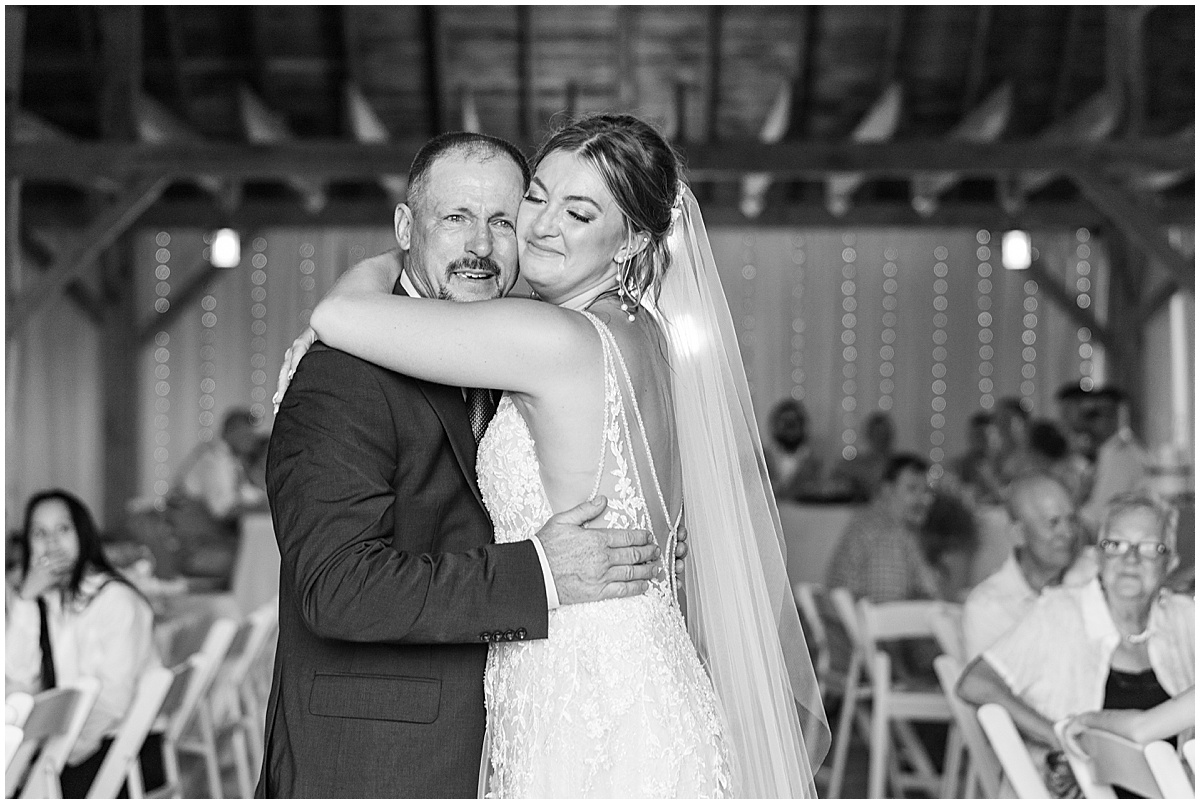 Father and daughter dance at White Willow Creek Barn wedding in Frankfort, Indiana