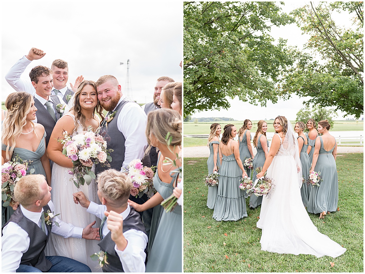 Bridal party celebrates couple at private property wedding in Peru, Indiana