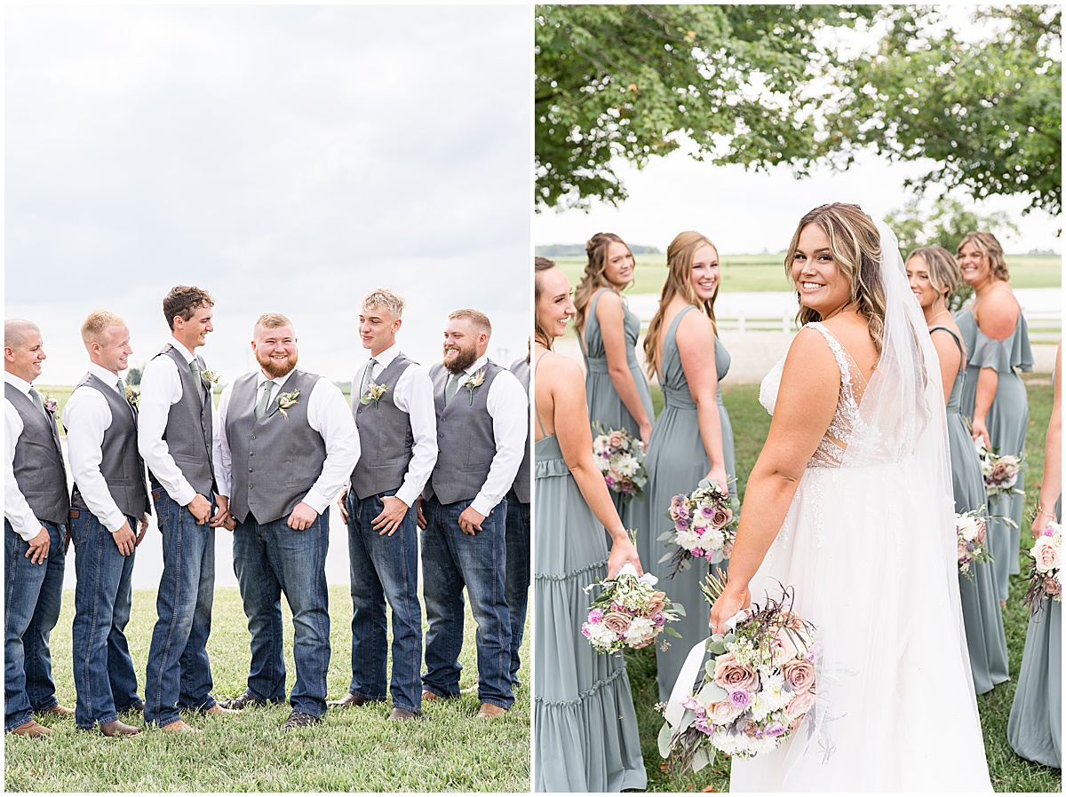Bridal party portraits at private property wedding in Peru, Indiana
