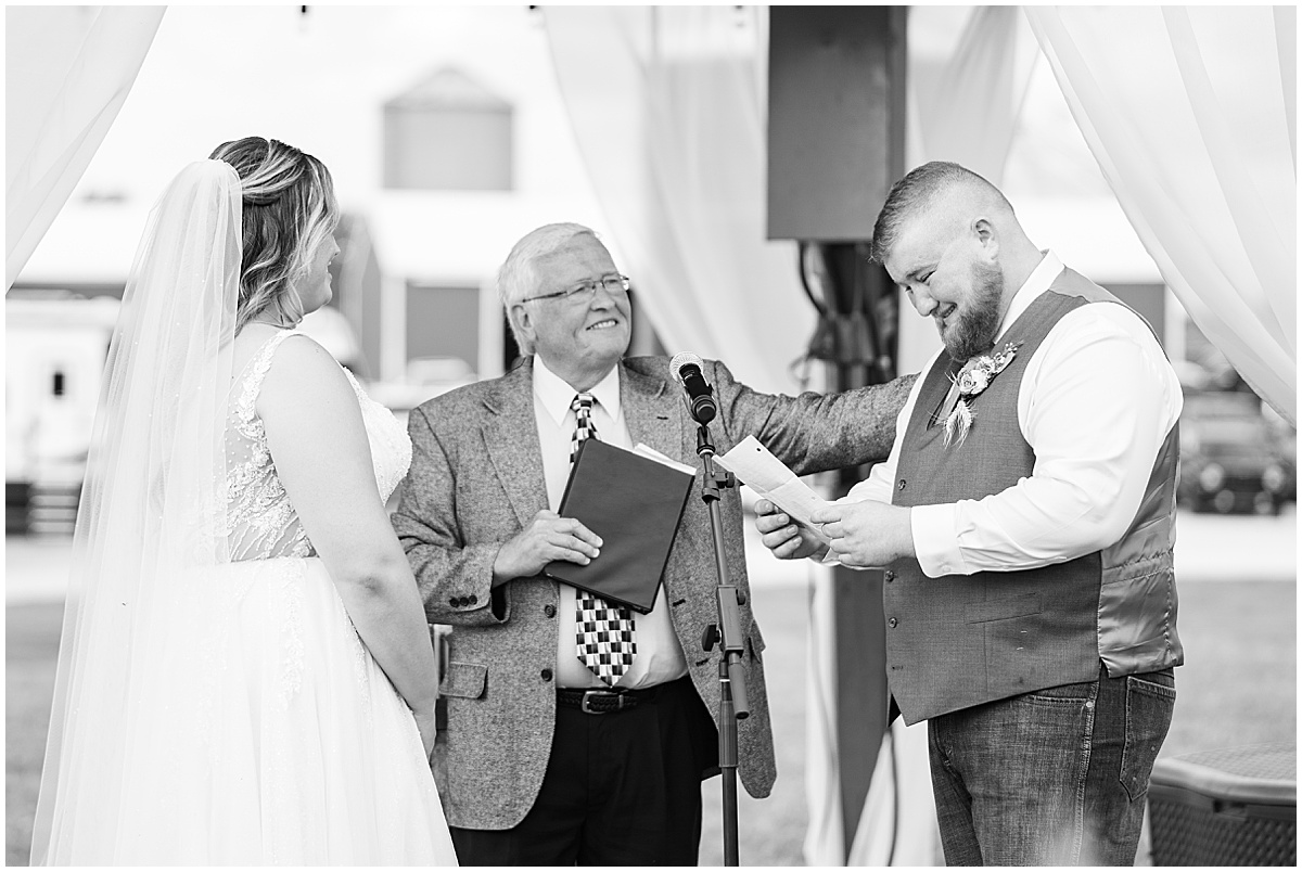 Groom reads vows at private property wedding in Peru, Indiana