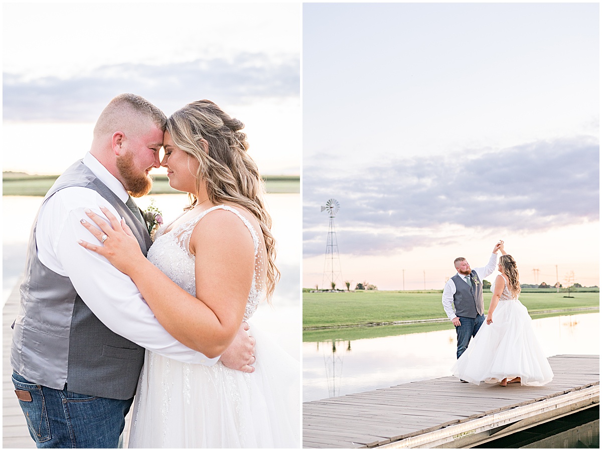 Newlyweds dance on dock after private property wedding in Peru, Indiana