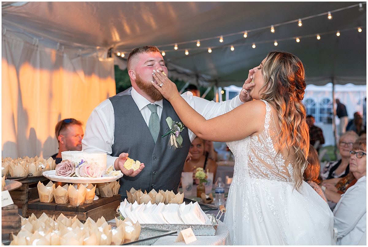 Newlyweds smash cake at private property wedding in Peru, Indiana