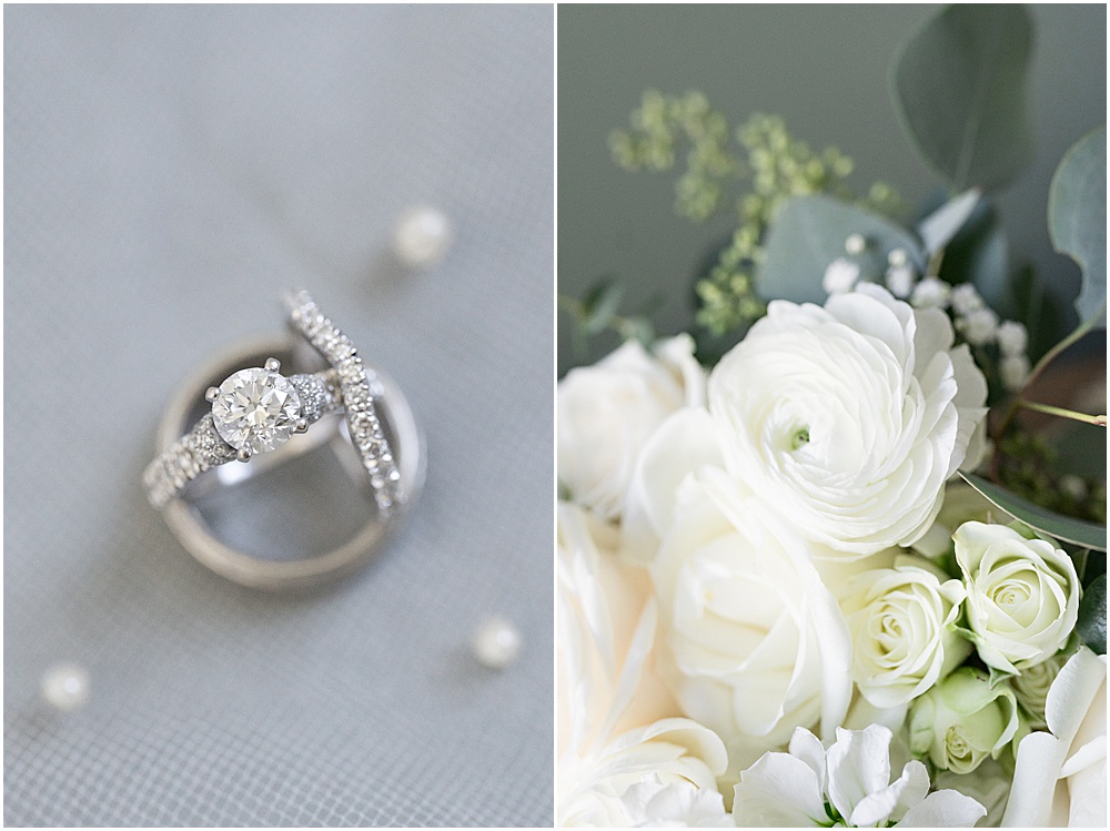 Wedding rings and florals for at-home, brunch wedding in Westfield, Indiana