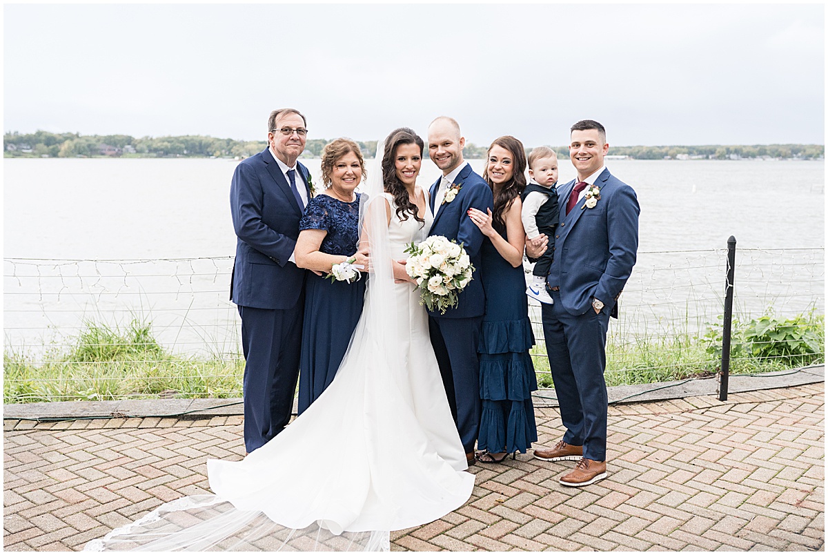 Family photos for Lighthouse Restaurant wedding in Cedar Lake, Indiana