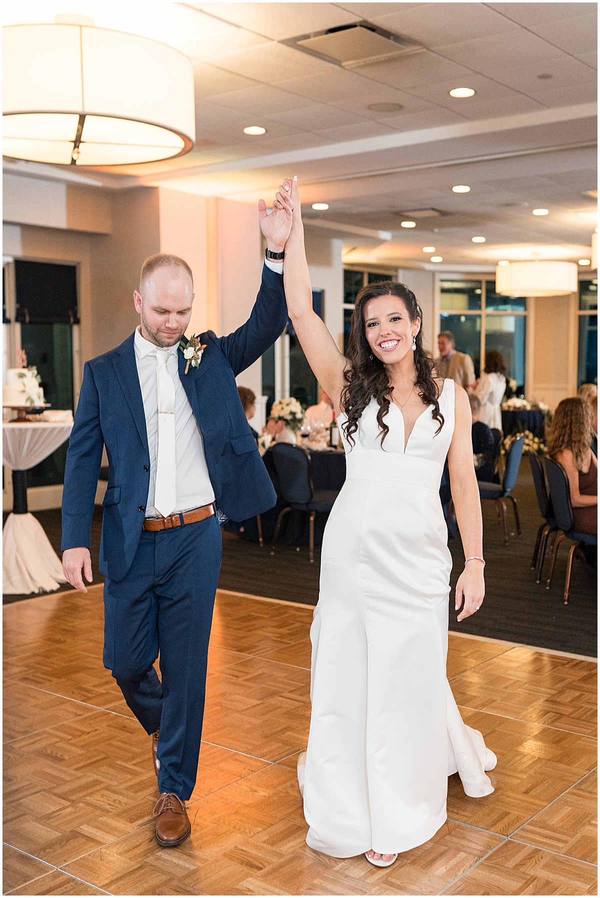 Bride and groom dance at Lighthouse Restaurant wedding in Cedar Lake, Indiana