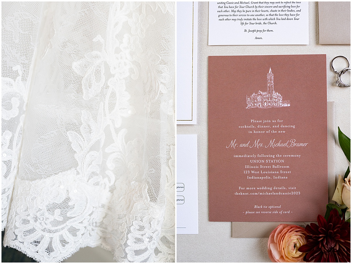 Invitation suite for Union Station Illinois Street Ballroom wedding in downtown Indianapolis