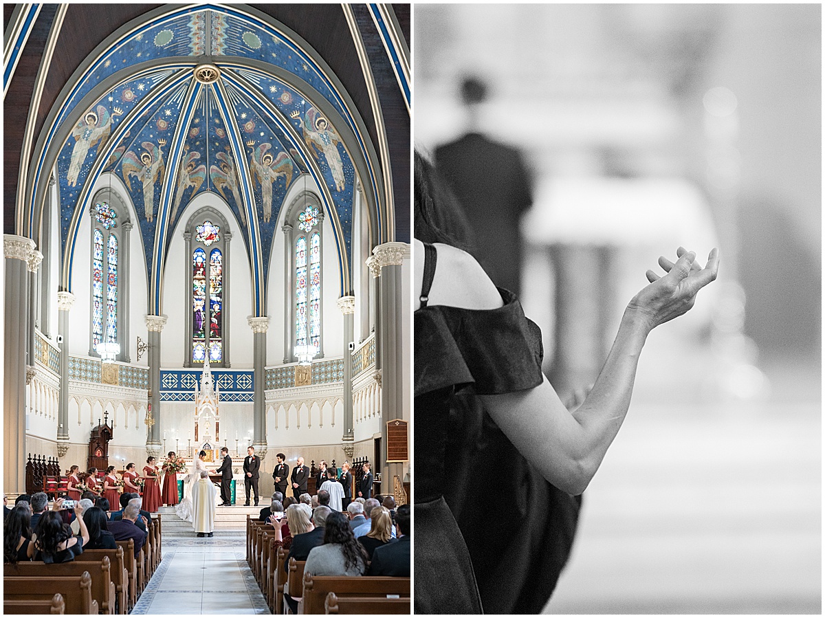 Ceremony of wedding at Saint John the Evangelist Church in downtown Indianapolis